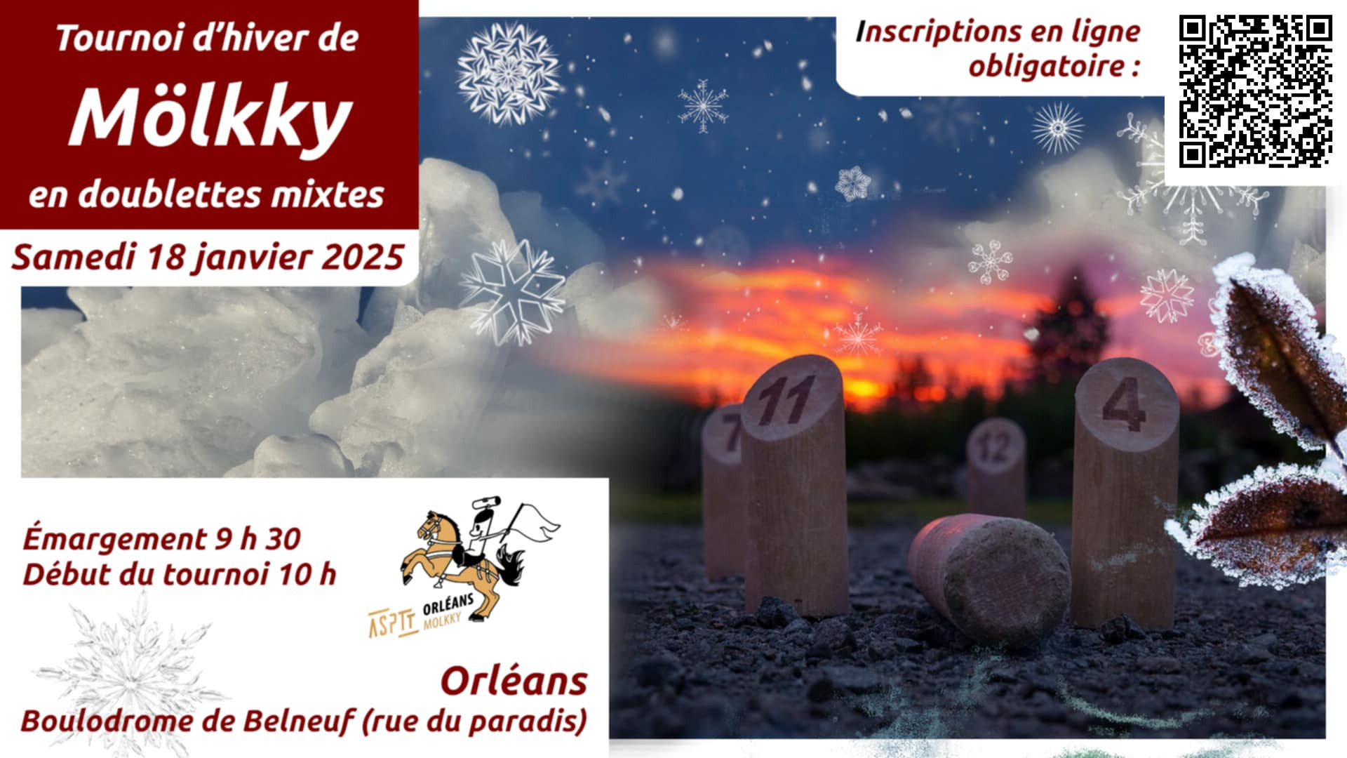 Affiche Tournoi mixte d'hiver ASPTT Orléans 2025